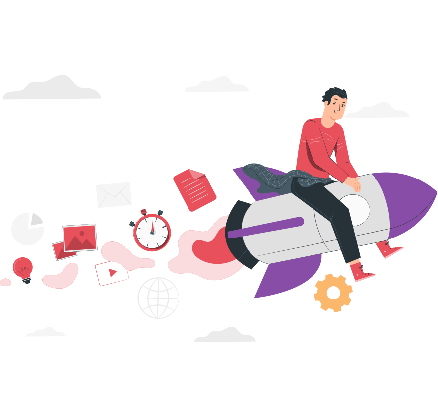 Image de présentation de la page représentant collaborateur sur fusée