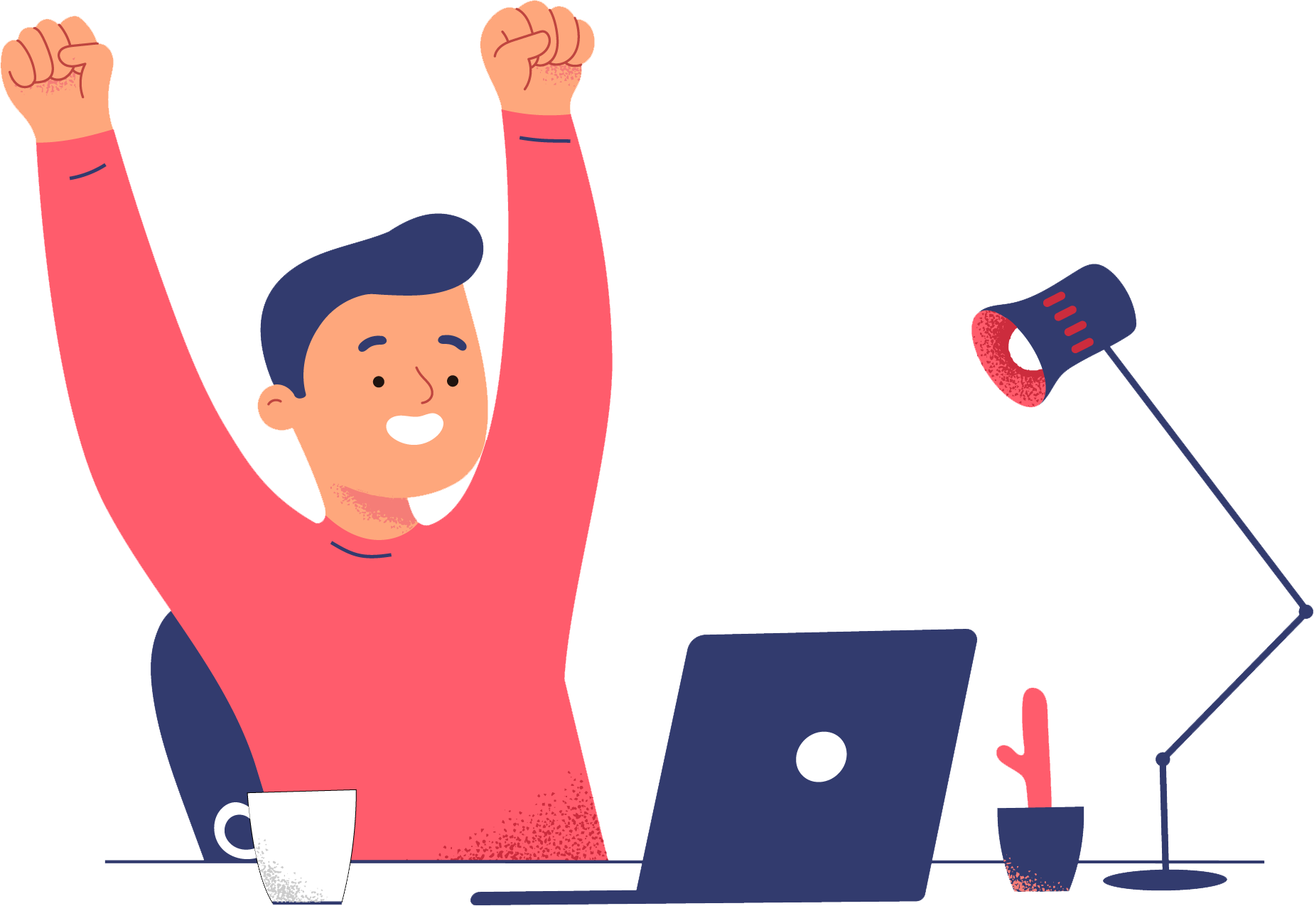 Illustration d'un homme heureux après réussite d'un projet